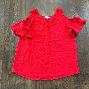 Red Cold-Shoulder Top